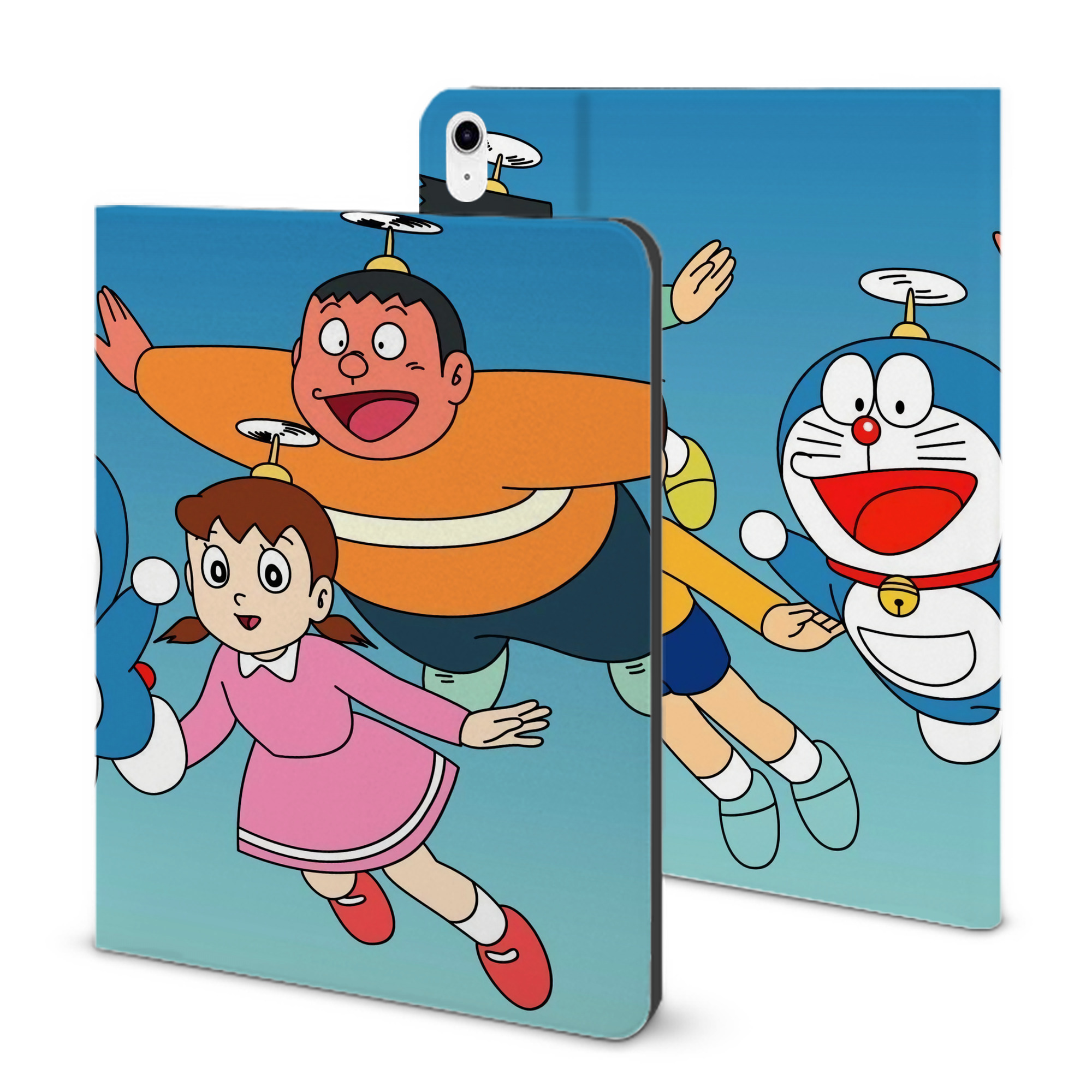 （画像用） ドラえもん Doraemon IPad ケース ブック型 PUレザー TPU 耐衝撃 軽量 薄型 ペン収納なし 全面保護 IPad 各モデル対応